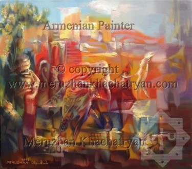 Картина под названием "Yesterday along the…" - Meruzhan Khachatryan, Подлинное произведение искусства, Масло