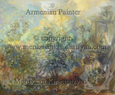 Картина под названием "Blossoming pear" - Meruzhan Khachatryan, Подлинное произведение искусства, Масло