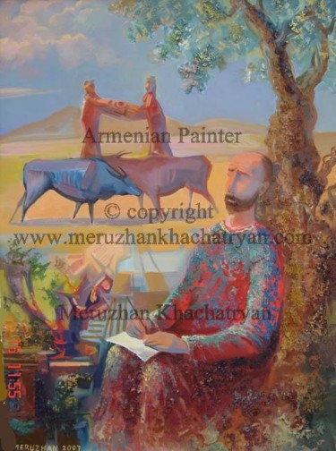Картина под названием "It is devoted to Ko…" - Meruzhan Khachatryan, Подлинное произведение искусства, Масло