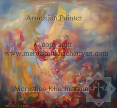 Картина под названием "Here a pomegranate,…" - Meruzhan Khachatryan, Подлинное произведение искусства, Масло