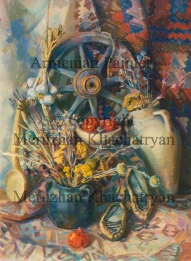 Картина под названием "Still-life with att…" - Meruzhan Khachatryan, Подлинное произведение искусства, Масло