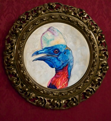 Malerei mit dem Titel "CASSOWARY BIRD" von Merve Gürlek, Original-Kunstwerk, Aquarell