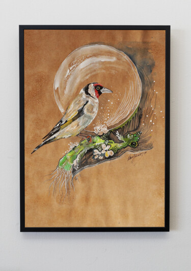 绘画 标题为“goldfinch” 由Merve Gürlek, 原创艺术品, 水彩