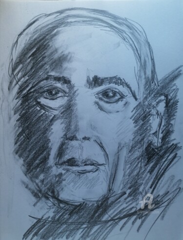 Drawing titled "Jiddu Krishnamurti" by Meryem, Original Artwork, Graphite