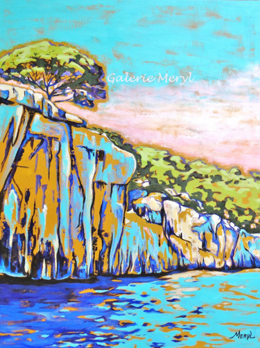 Peinture intitulée "Cassis, de falaises…" par Meryl, Œuvre d'art originale, Acrylique