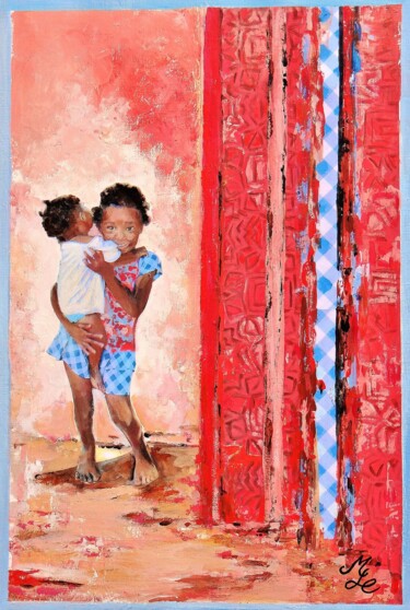 Κολάζ με τίτλο "Enfants du monde" από Meryl, Αυθεντικά έργα τέχνης, Χαρτί