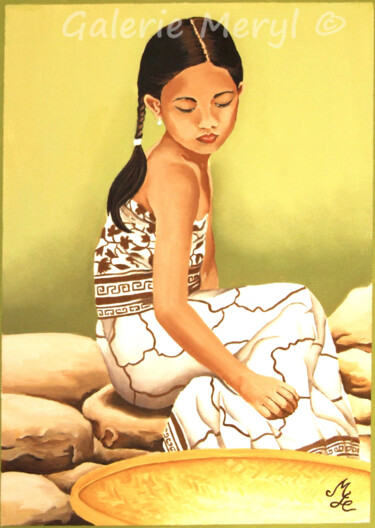 Peinture intitulée "Sahira petite princ…" par Meryl, Œuvre d'art originale, Huile
