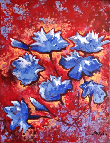 Peinture intitulée "La danse des bleuets" par Meryl, Œuvre d'art originale, Acrylique