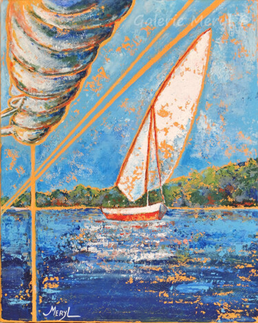 Painting titled "Felouque sur le Nil" by Meryl, Original Artwork, Acrylic