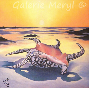 Painting titled "Coquillage du bout…" by Meryl, Original Artwork, Oil