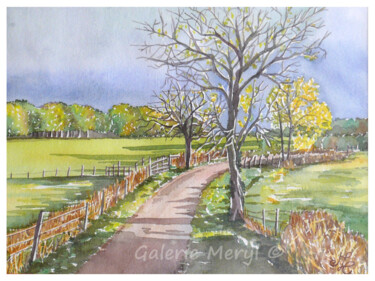 Painting titled "Par une belle journ…" by Meryl, Original Artwork, Watercolor