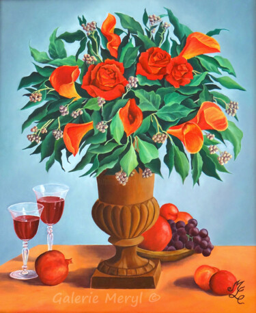 Painting titled "Magie d'une table f…" by Meryl, Original Artwork, Oil