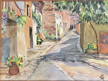 Painting titled "Village provençal" by Meryl, Original Artwork, Watercolor