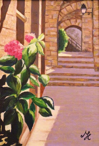 Painting titled "Ruelle en Provence" by Meryl, Original Artwork, Oil