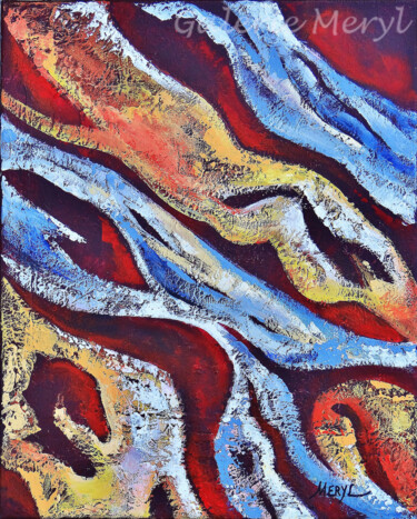 Peinture intitulée "D'eau et de feu" par Meryl, Œuvre d'art originale, Acrylique