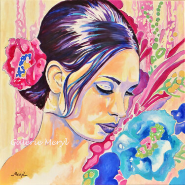 Painting titled "Jasmine" by Meryl, Original Artwork, Acrylic