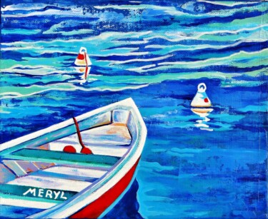 Malerei mit dem Titel "La Barque" von Meryl, Original-Kunstwerk, Acryl