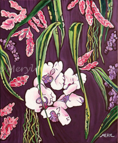 Malerei mit dem Titel "Parfums exotiques" von Meryl, Original-Kunstwerk, Acryl