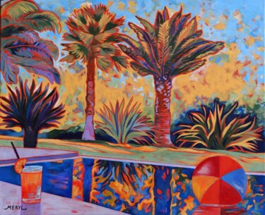 绘画 标题为“Eden méditerranéen” 由Meryl, 原创艺术品, 丙烯 安装在木质担架架上