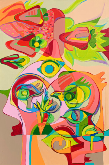 Картина под названием "Strawberry Land" - Mesecolja, Подлинное произведение искусства, Акрил Установлен на Деревянная рама д…