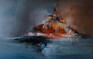 Peinture intitulée "Mont saint Michel" par Philippe Meslin, Œuvre d'art originale, Huile