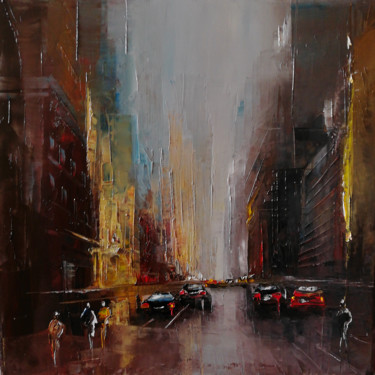 Peinture intitulée "Street N.Y" par Philippe Meslin, Œuvre d'art originale, Huile
