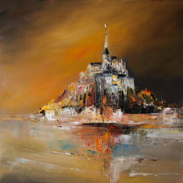Peinture intitulée "Mont-saint-Michel" par Philippe Meslin, Œuvre d'art originale, Huile