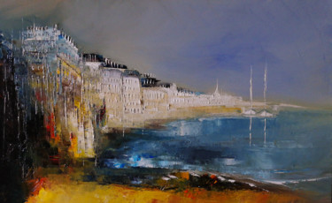 Painting titled "Vue sur mer" by Philippe Meslin, Original Artwork, Oil