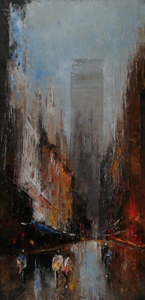 Peinture intitulée "Rue de la tour" par Philippe Meslin, Œuvre d'art originale, Huile