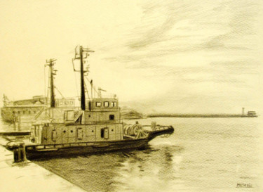 Drawing titled "Puerto Madero, Buen…" by Gonzalo Mesorio Bazterrechea, Original Artwork, Graphite