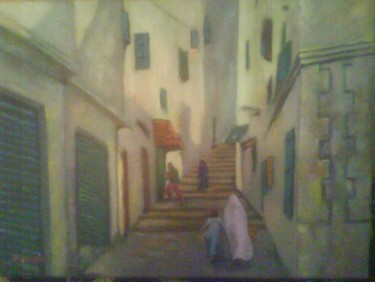 Peinture intitulée "une rue à annaba" par Messahel, Œuvre d'art originale