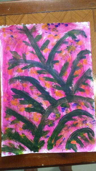 Painting titled "Les plantes muettes" by Messaouda Bellout, Original Artwork, Acrylic