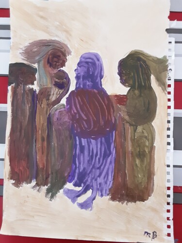 Painting titled "Les personnages" by Messaouda Bellout, Original Artwork, Acrylic