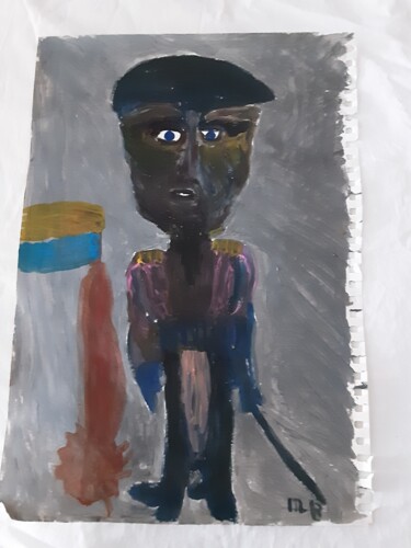 Schilderij getiteld "Le soldat" door Messaouda Bellout, Origineel Kunstwerk, Acryl