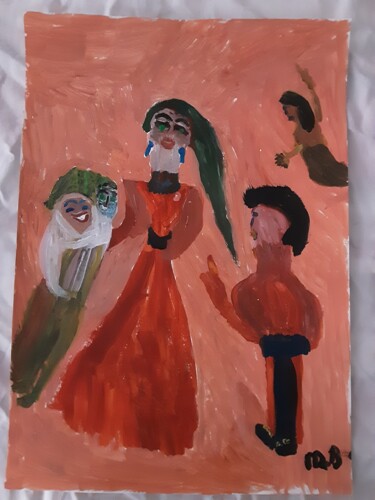 Painting titled "La trahison" by Messaouda Bellout, Original Artwork, Acrylic