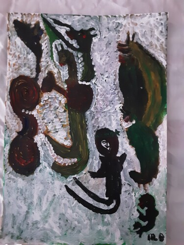 Painting titled "Dragons" by Messaouda Bellout, Original Artwork, Acrylic