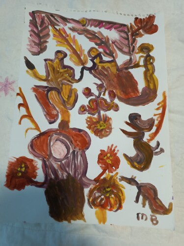 Pittura intitolato "On se donne la main" da Messaouda Bellout, Opera d'arte originale, Acrilico