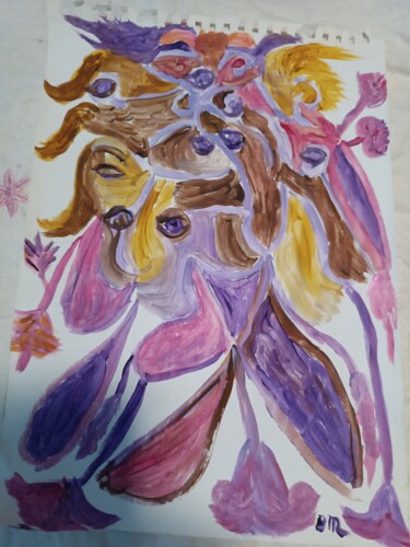 Peinture intitulée "Oeil violette" par Messaouda Bellout, Œuvre d'art originale, Acrylique