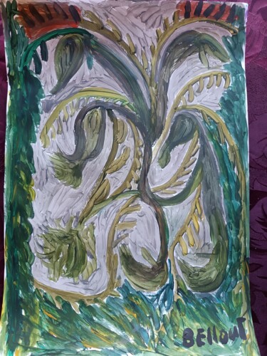 Peinture intitulée "Verdure verte" par Messaouda Bellout, Œuvre d'art originale, Acrylique