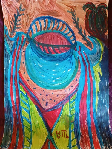Painting titled "La cruche" by Messaouda Bellout, Original Artwork, Acrylic