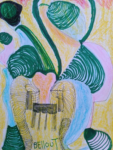 Peinture intitulée "Ygggh" par Messaouda Bellout, Œuvre d'art originale, Crayon