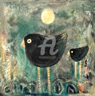 Painting titled "Bird" by Silvia Messerli, Original Artwork, Acrylic