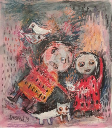 Malerei mit dem Titel "gleich kommt die He…" von Silvia Messerli, Original-Kunstwerk, Acryl
