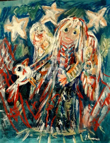 Malerei mit dem Titel "auch Indianer liebe…" von Silvia Messerli, Original-Kunstwerk, Acryl