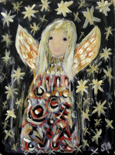 Malerei mit dem Titel "Engel mögen es auch…" von Silvia Messerli, Original-Kunstwerk, Acryl