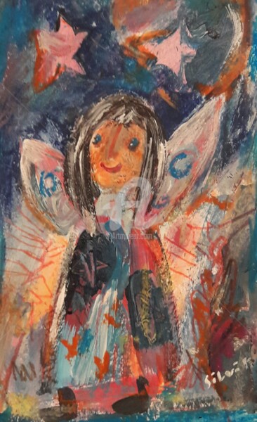 Painting titled "Mini Engel" by Silvia Messerli, Original Artwork, Acrylic