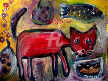 Painting titled "happy meal" by Silvia Messerli, Original Artwork, Acrylic