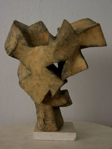Escultura titulada ""Cabeza a pajaros"" por Manolo Messía, Obra de arte original, Madera