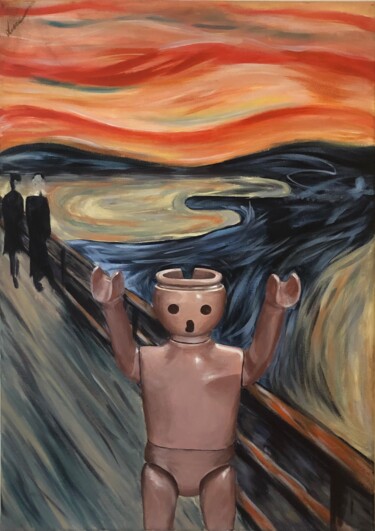 Pintura titulada "Reprise Cri de Munch" por Messiaen Line, Obra de arte original, Acrílico