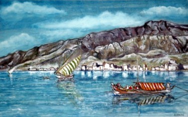 Painting titled "marine" by Badr Messikh, Original Artwork, Oil